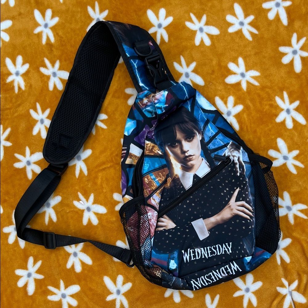 NEW NWOT Wednesday Addams Jenna Ortega Crossbody Sling Backpack Bag